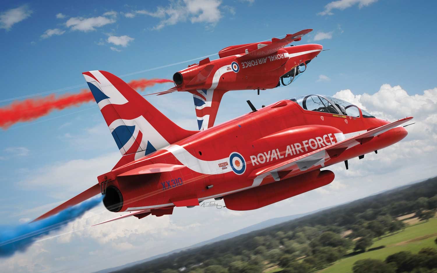 Raf Red Arrows Hawk - HD Wallpaper 