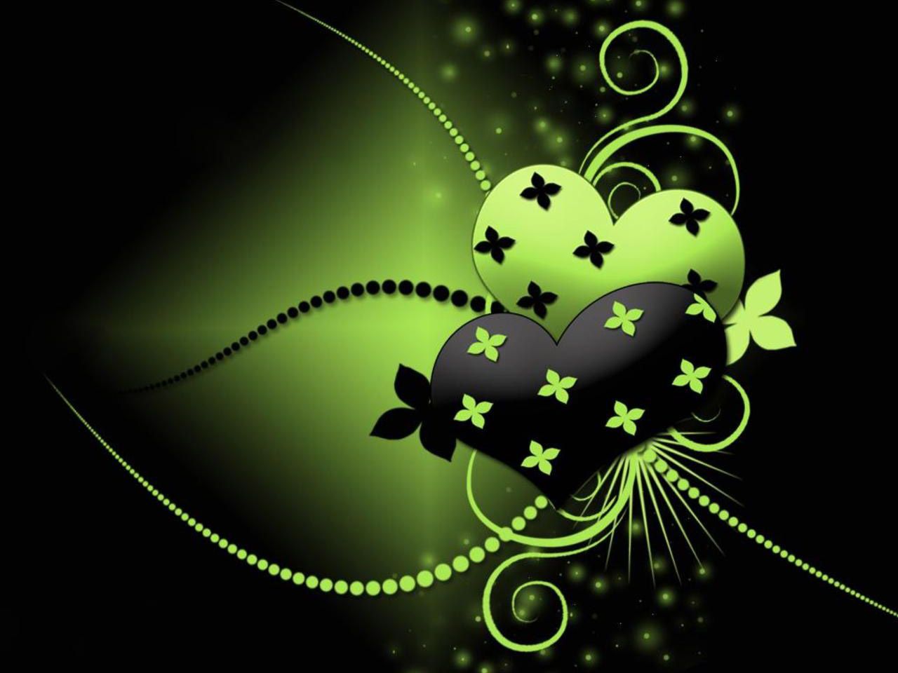 Green Hearts - HD Wallpaper 
