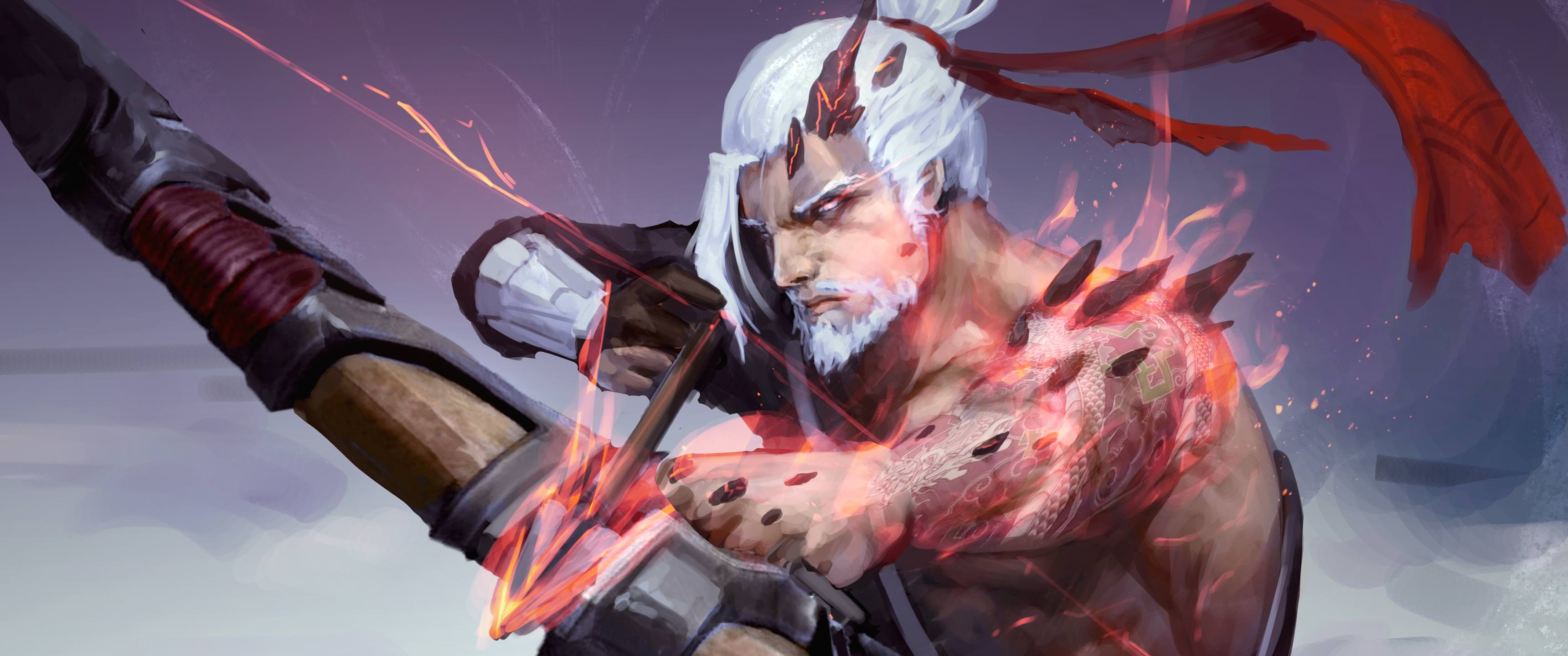 Wallpaper Of Video Game, Art, Arrow, Demon, Overwatch - Overwatch Hanzo - HD Wallpaper 