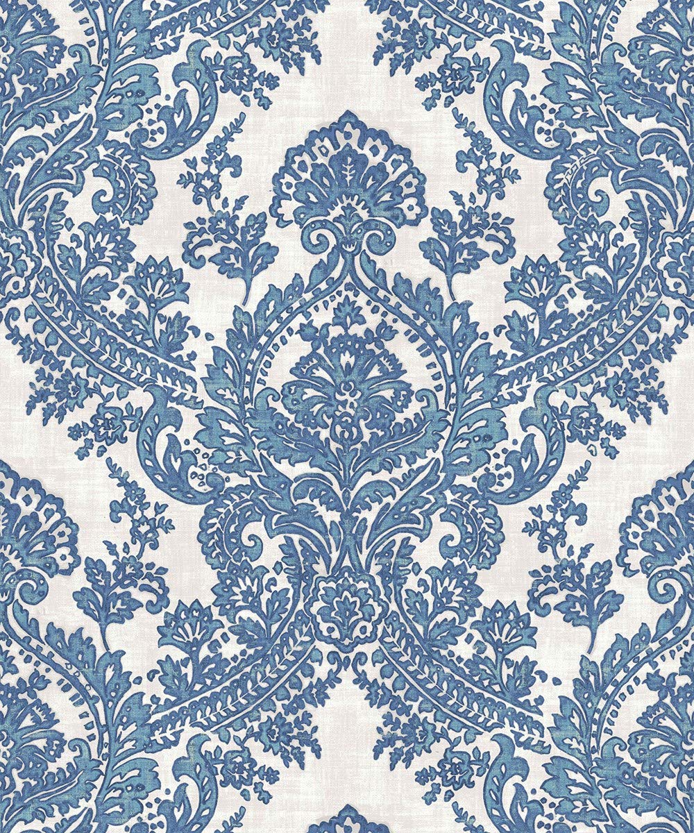 Blue Damask - HD Wallpaper 