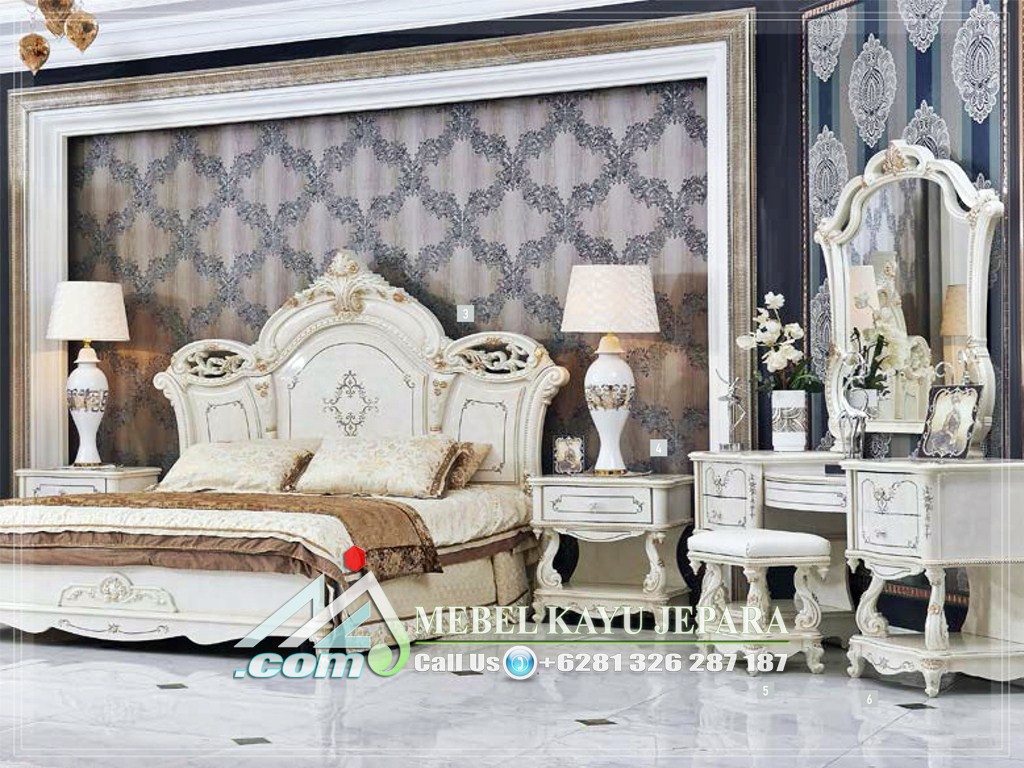 Kamar Set Ukir Kayu Jati Jepara Cat Duco - Bedroom - HD Wallpaper 