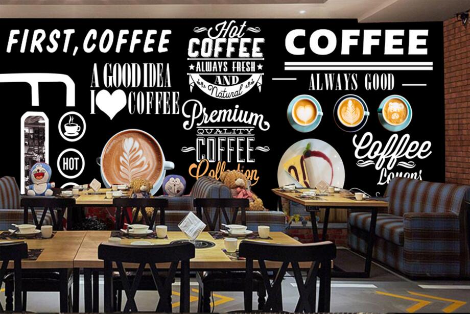 Lukisan Dinding Cafe Hitam Putih - HD Wallpaper 