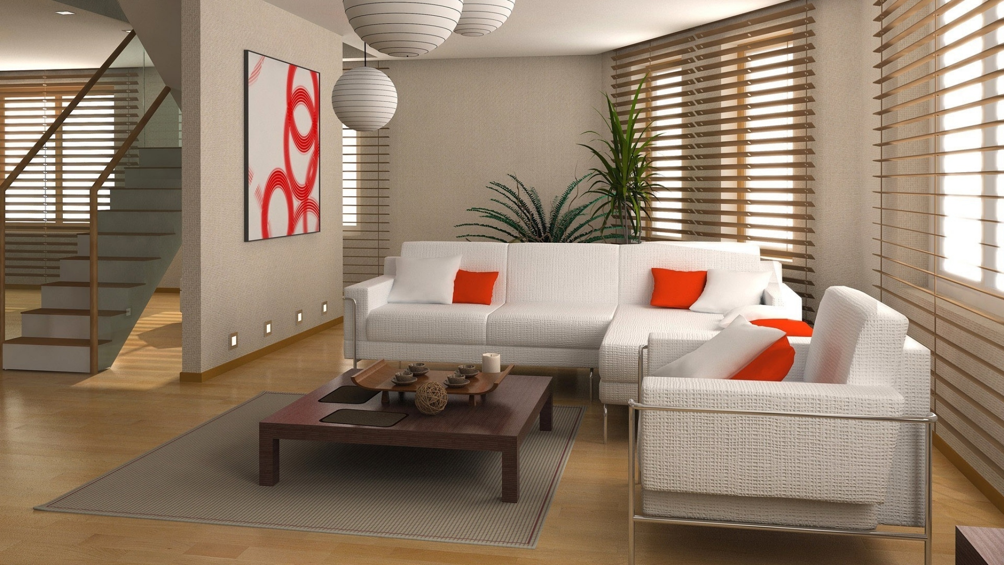 Living Room Decorating With White Sofa - HD Wallpaper 