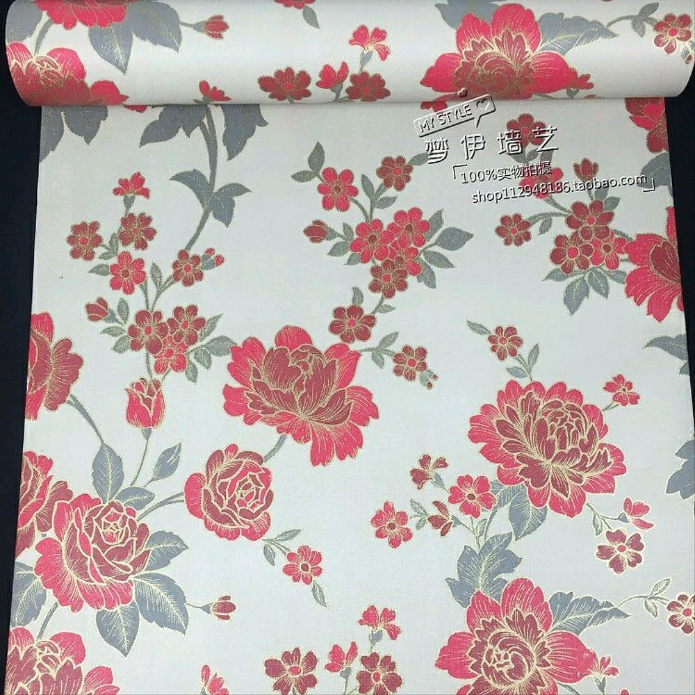 Wallpaper Dinding Motif Bunga Mawar Merah Dasar Putih - Wallpaper - HD Wallpaper 