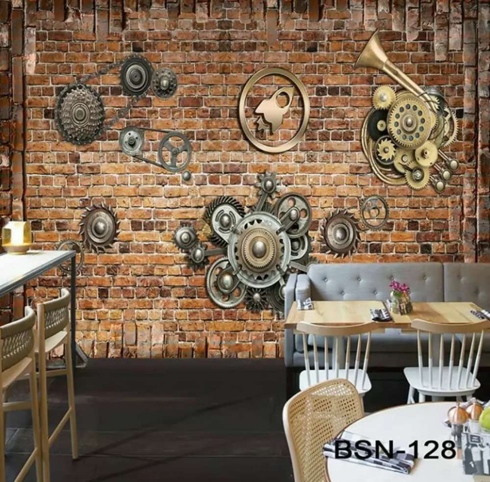 Wallpaper Dinding Custom Untuk Cafe Atau Resto - Simple Low Budget Restaurant Design - HD Wallpaper 