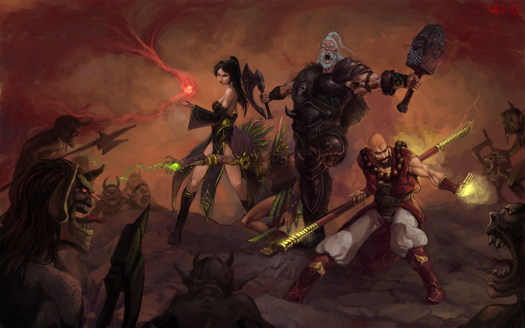 Wallpaper - Diablo Demon Hunter Monk - HD Wallpaper 