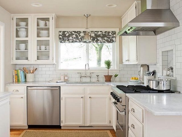 White L Shaped Kitchen Ideas - HD Wallpaper 