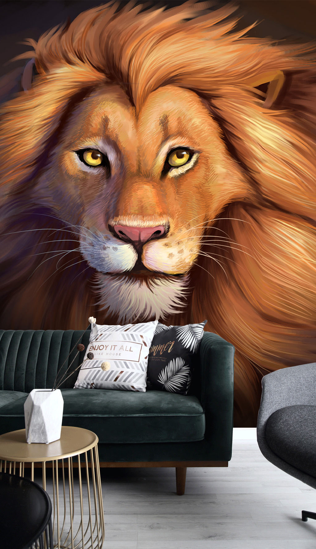 Wall Mural Lion, Felidae And Big Cats - Lion 3d Painting - HD Wallpaper 