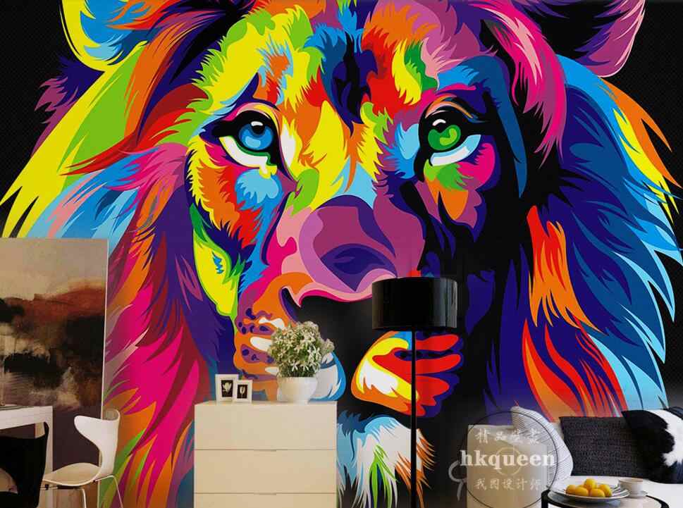 Custom Children Wallpaper,painted Lion,3d Cartoon Mural - Beginner Llama Painting Easy - HD Wallpaper 