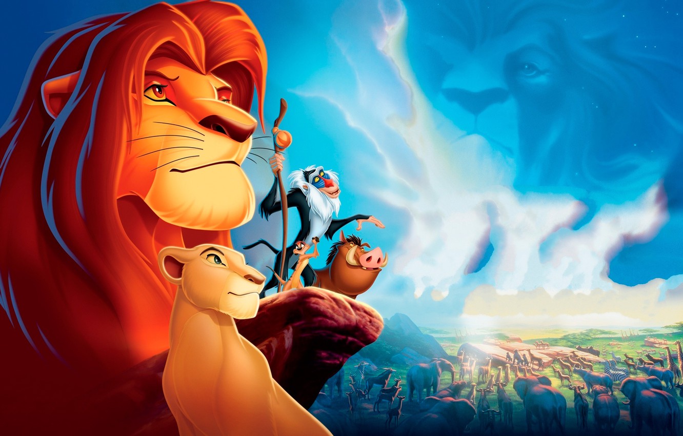 Photo Wallpaper Simba, Cartoon, Timon And Pumbaa, The - Lion King - HD Wallpaper 