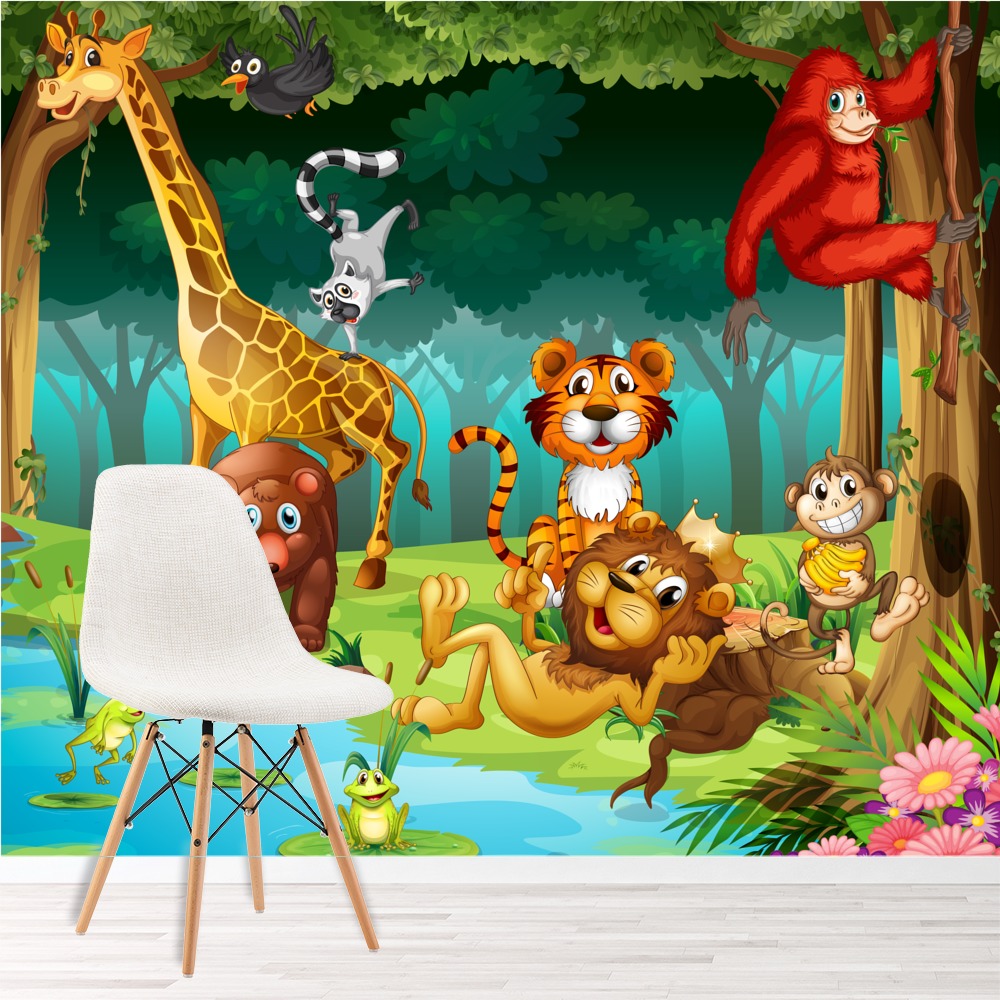 Animals Living In Forest Cartoon - HD Wallpaper 