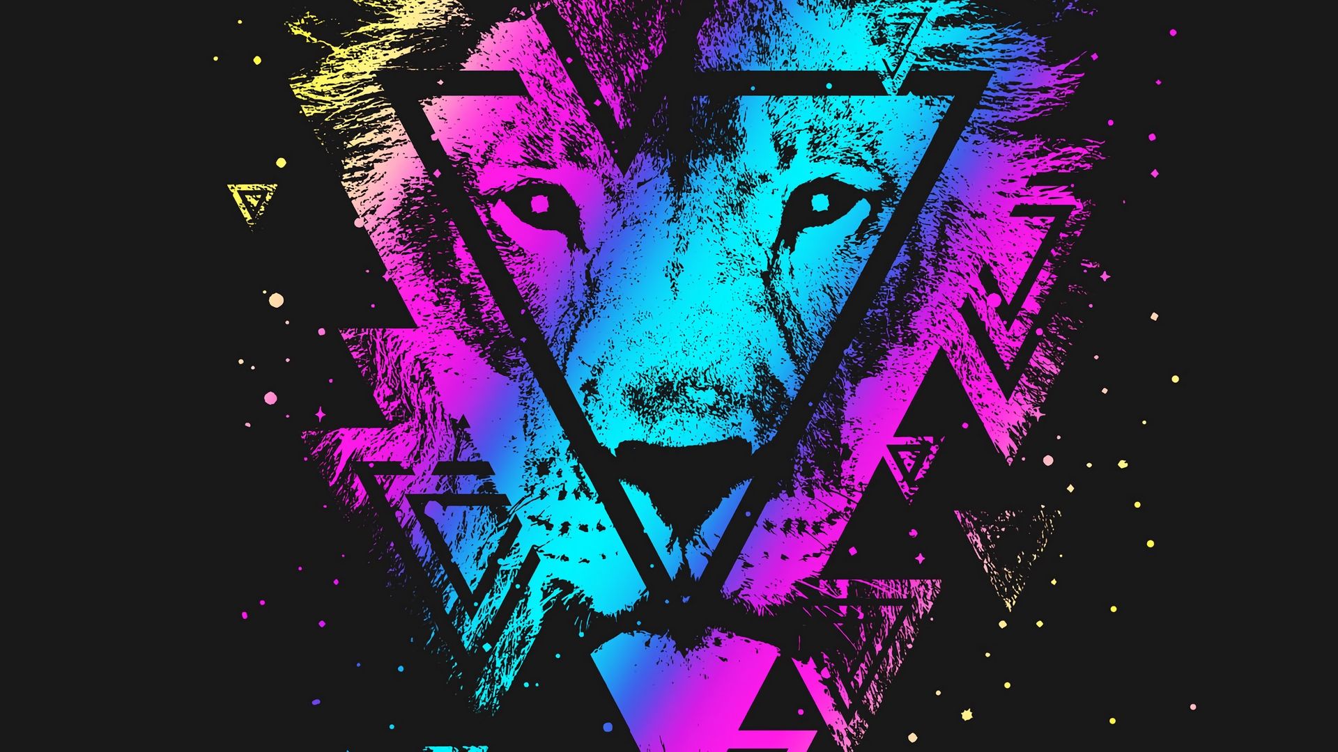 Lion Art Download Wallpaper Image - Lion Colorful - HD Wallpaper 