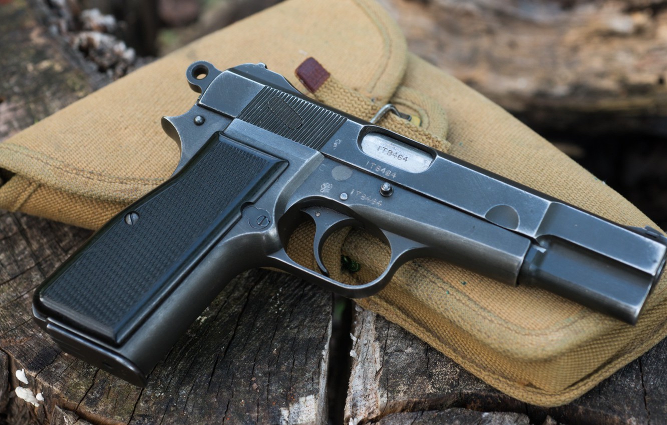 Photo Wallpaper Gun, Weapons, Gun, Weapon, Browning, - Browning Hi Power - HD Wallpaper 
