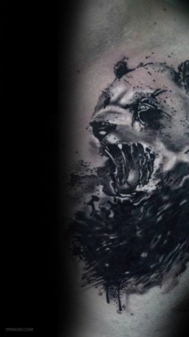 Ink Black Lion Chest Tattoo Design - HD Wallpaper 