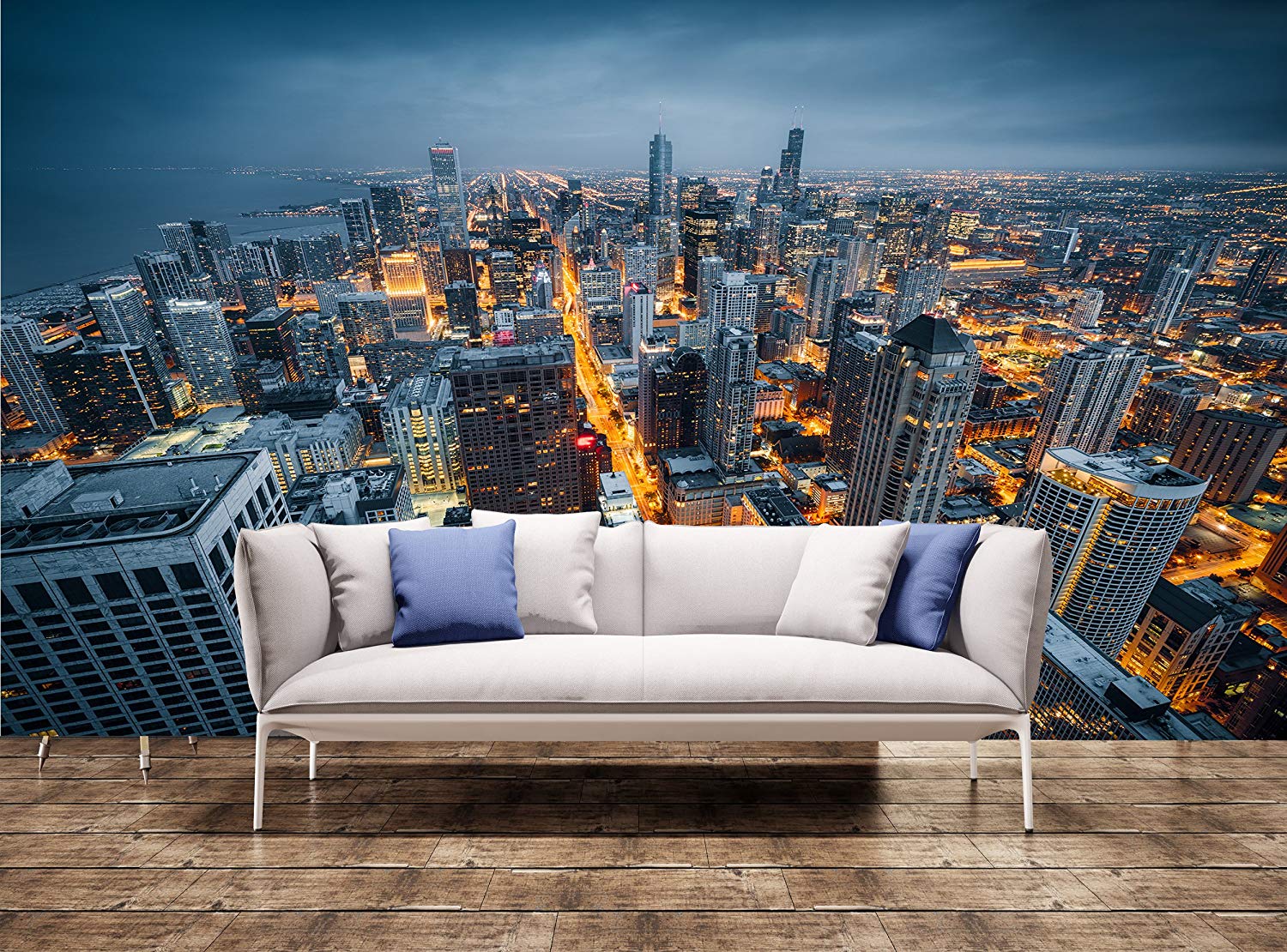 Wall Mural Huge Chicago Skyline Wall Print Wall Mural - Chicago Cityscape Wall Mural - HD Wallpaper 