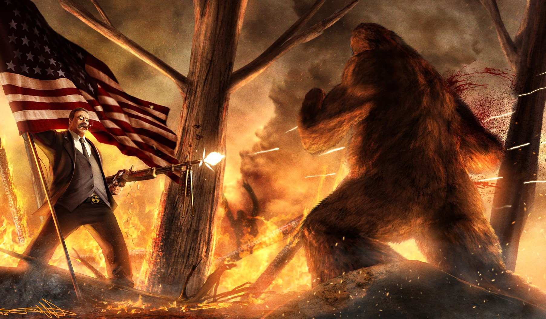 Theodore Roosevelt Vs Sasquatch - HD Wallpaper 