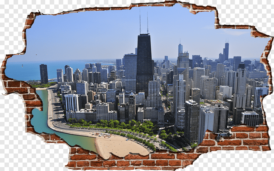 Uptown Business Wall Decal Chicago Skyline Art, Chicago - HD Wallpaper 