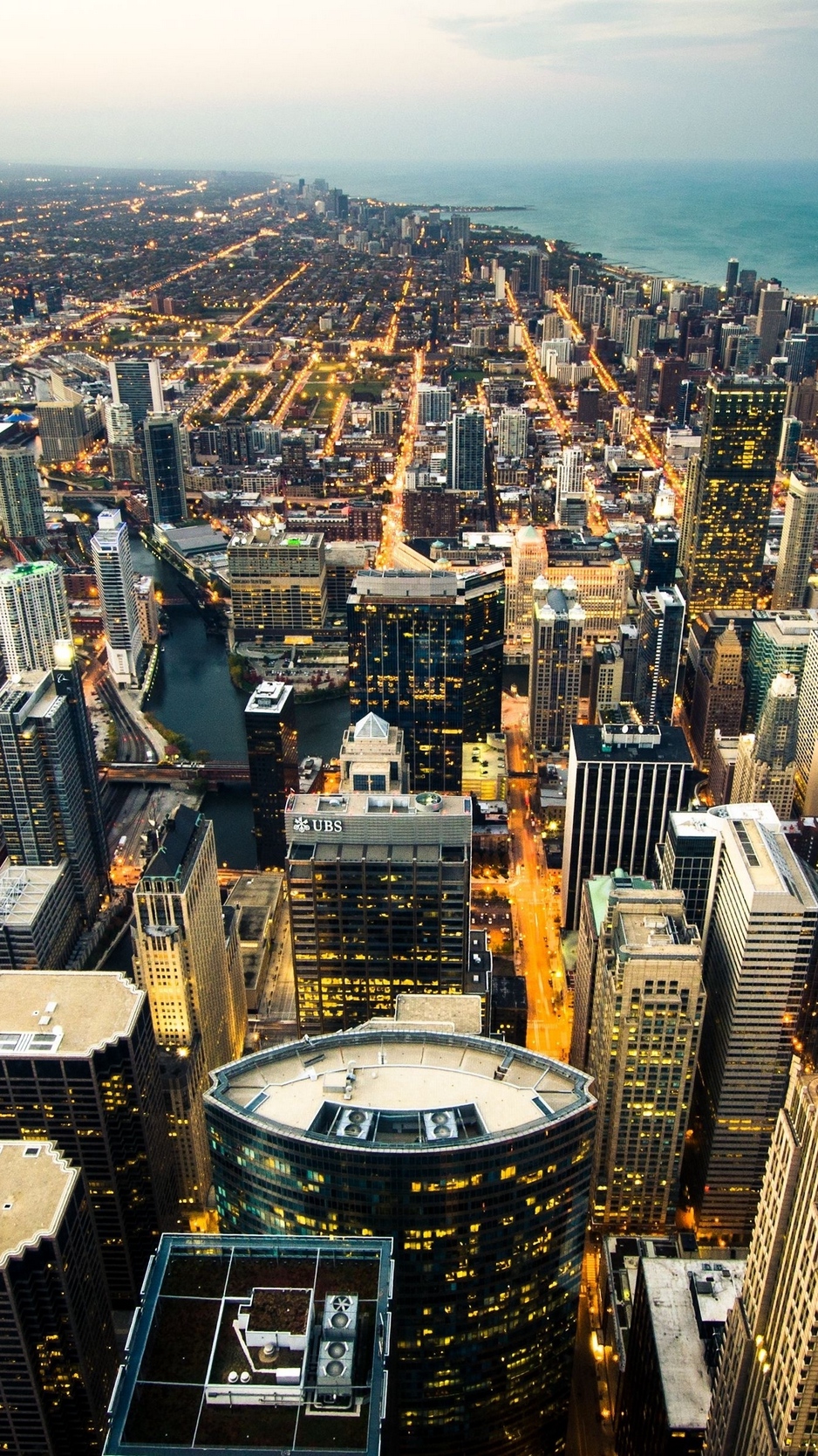 Wallpaper Chicago, Skyline, City Lights, Coastline - HD Wallpaper 