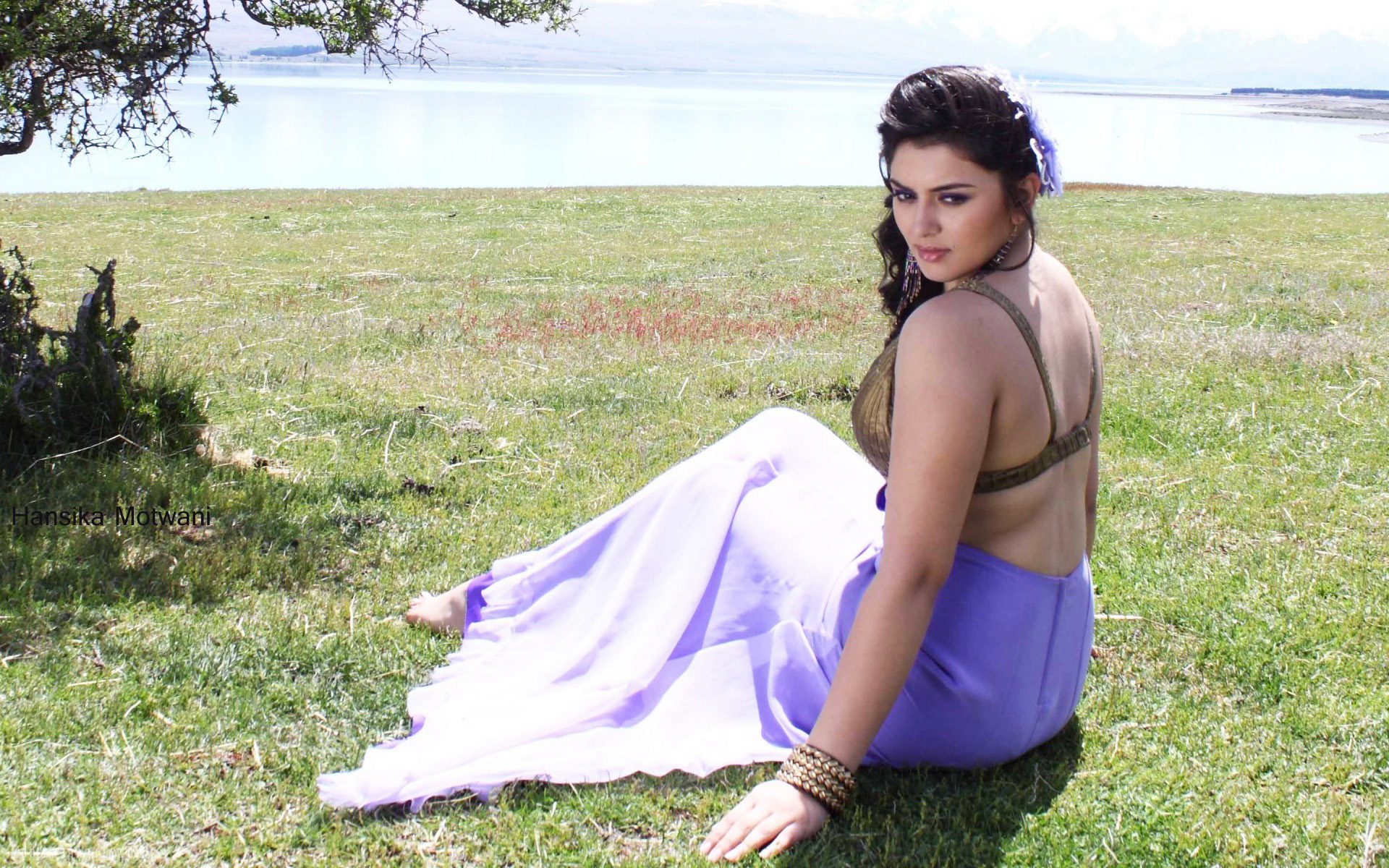 South Indian Pretty Actress Hansika Motwani Best Hd - Hansika Motwani Sleeveless Saree - HD Wallpaper 