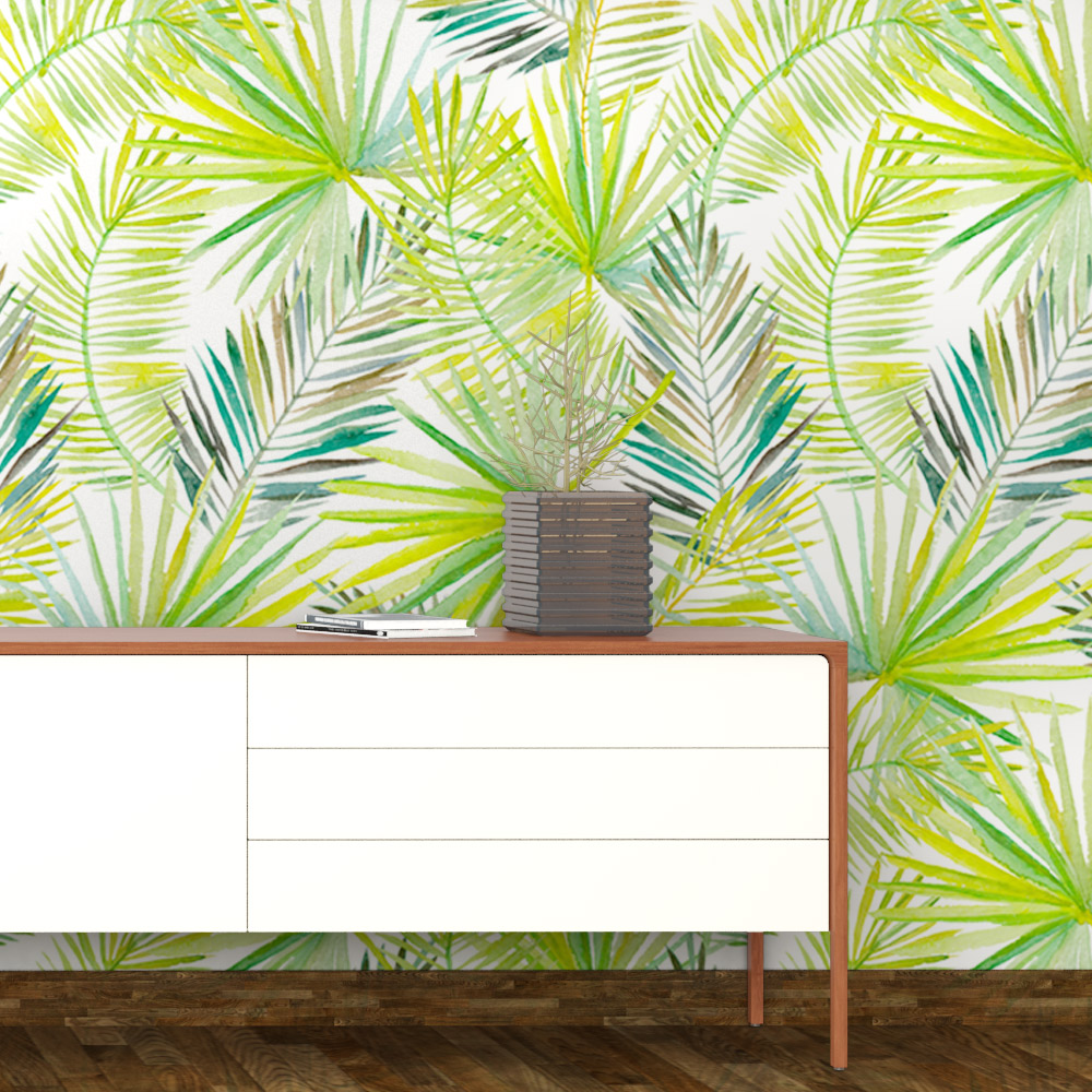 Palm Leaf Wallpaper - Table - HD Wallpaper 