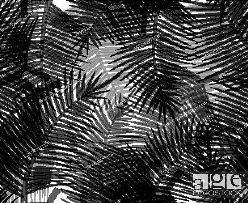 Seamless Black And White Texture With Silhouettes Of - Fondo De Palmeras Blanco Y Negro - HD Wallpaper 
