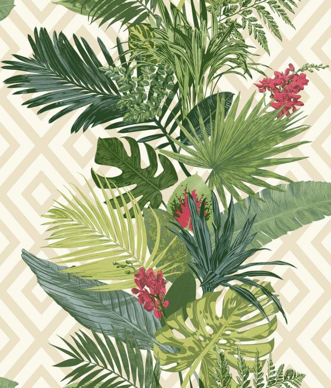 Tropical Oasis Stripe On1627 York Wallpaper On1627 - York Wallcovering Tropical Oasis - HD Wallpaper 