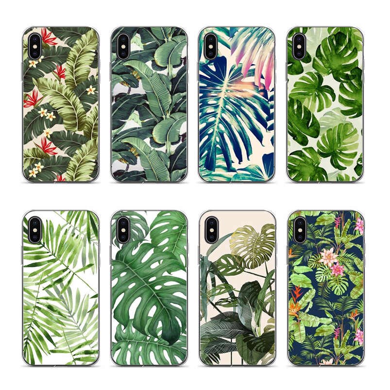 Kuliai Tropical Leaf Wallpaper Soft Silicone Cover - Iphone Wallpaper Daun - HD Wallpaper 