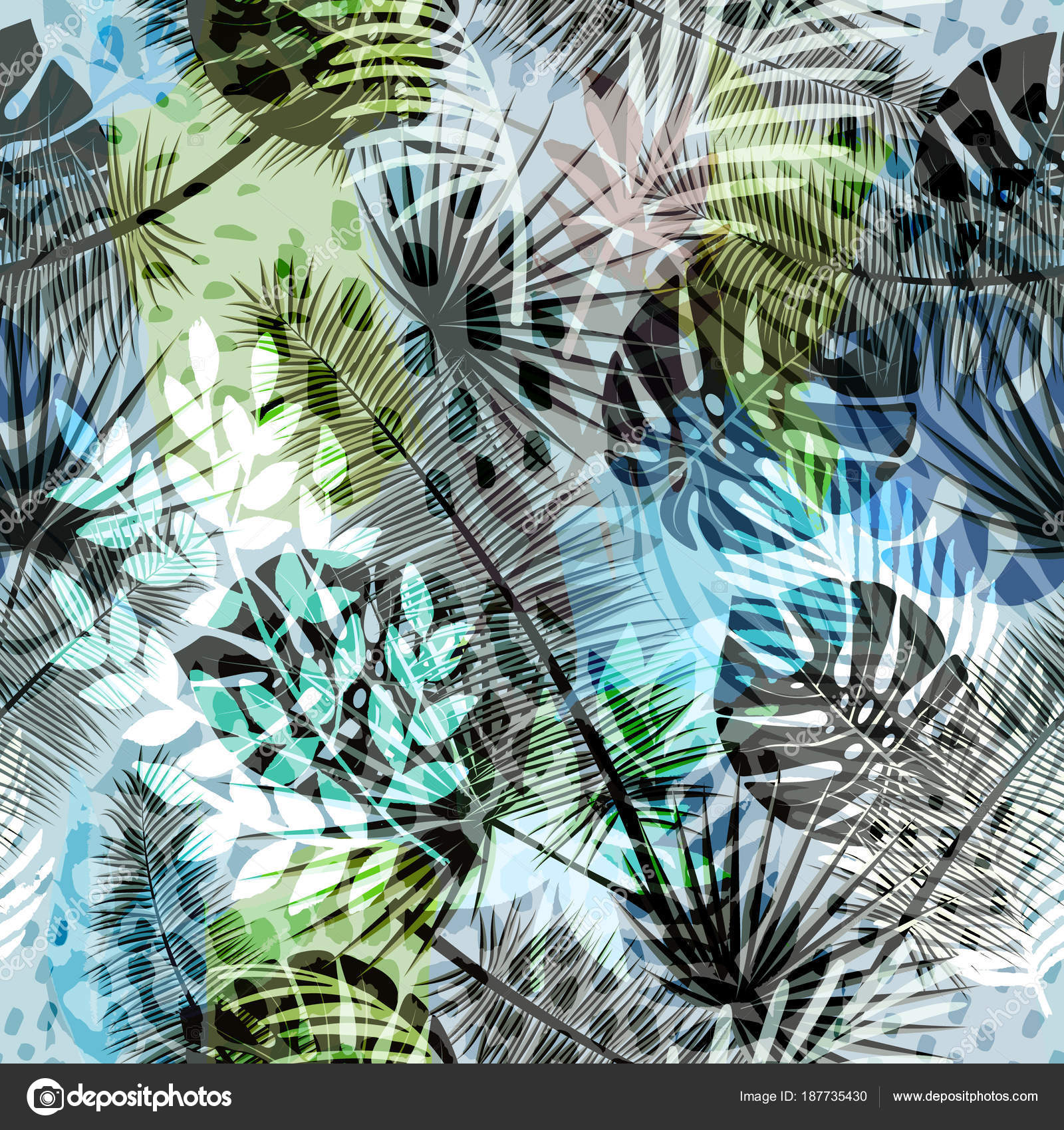 Tropical Plants Modern Art - HD Wallpaper 