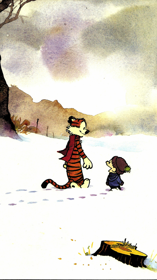 Winter Calvin And Hobbes - HD Wallpaper 