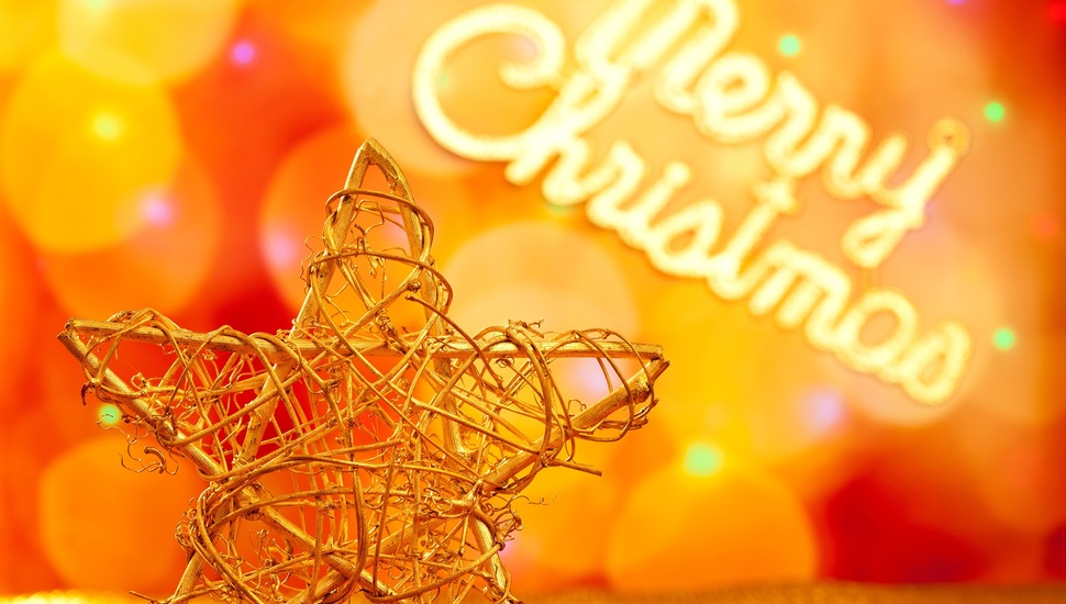 The Inscription, Congratulations, Star, Bokeh Desktop - Merry Christmas Orange Background - HD Wallpaper 