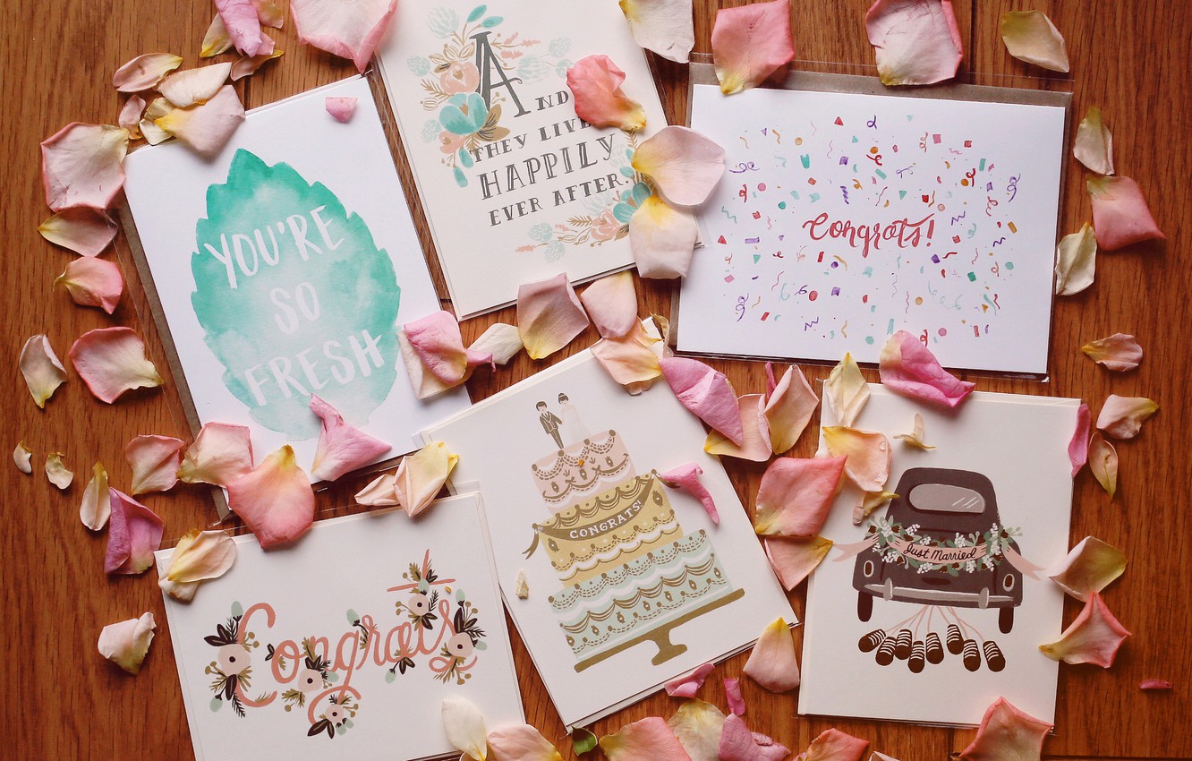 Photo Wallpaper Figure, Petals, Cards - Baby Shower - HD Wallpaper 