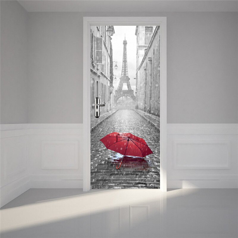 2pcs/set 77x200cm 3d Waterproof Adhesive Door Post - Sticker Porte Tour Eiffel - HD Wallpaper 