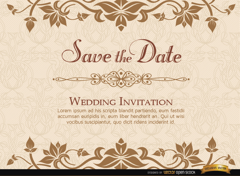 Golden Floral Wedding Invitation Template - Wedding Card Design Templates Psd - HD Wallpaper 