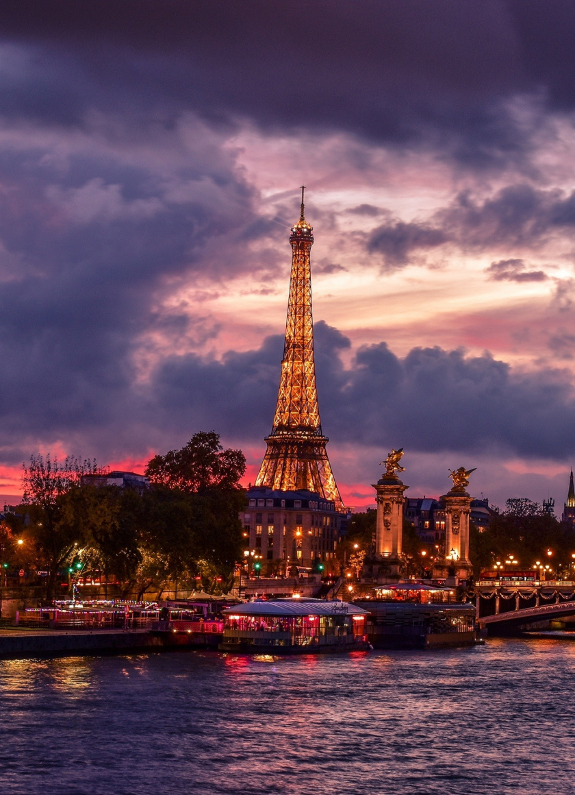 Eiffel Tower, Night, City, Paris, Clouds, Wallpaper - Eiffel Tower Night -  840x1160 Wallpaper 