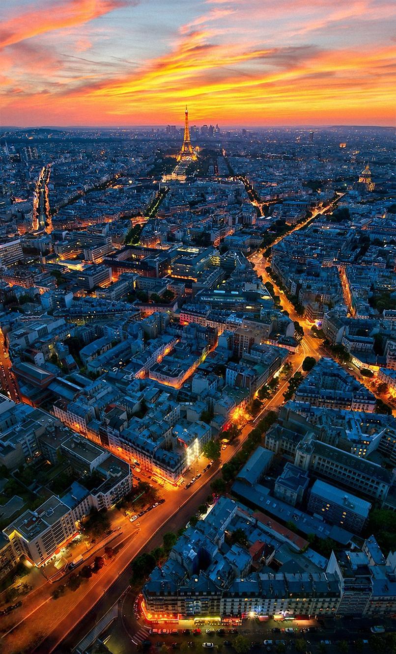 Paris Night Lights Sunset Eiffel Tower - Paris Hd At Night - HD Wallpaper 