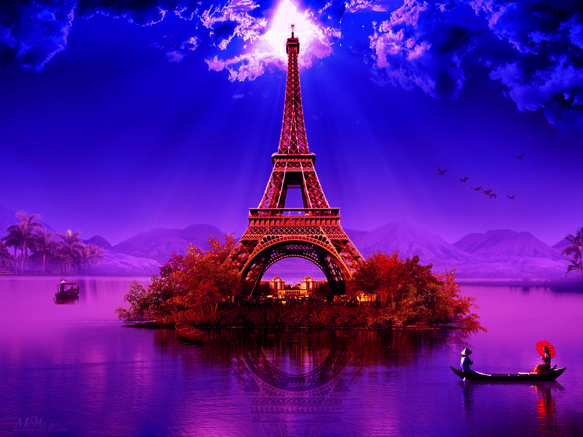 Eiffel Tower Wallpaper - Night Eiffel Tower Wallpaper Paris - HD Wallpaper 
