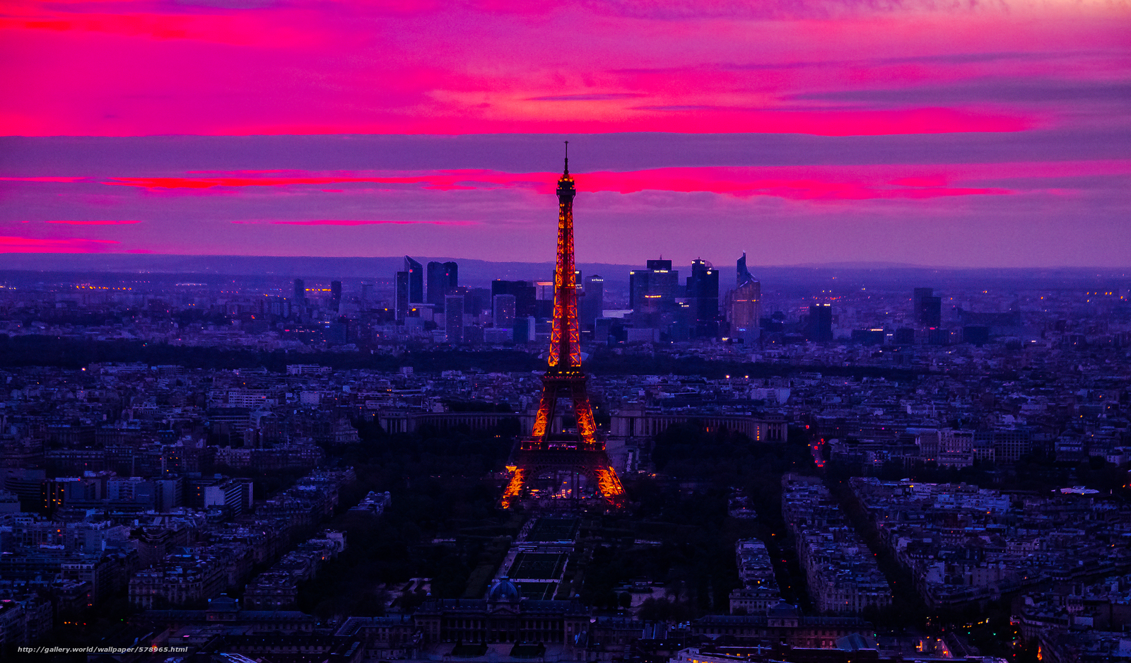 Download Wallpaper Eiffel Tower, Park, Paris, Paris - Обои Закат В Париже - HD Wallpaper 