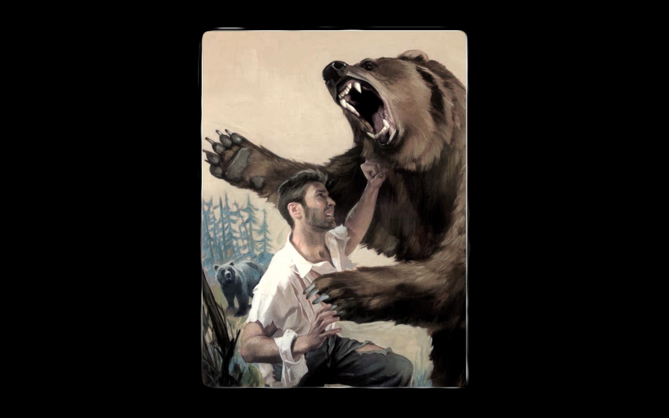 Guy Punching A Bear - HD Wallpaper 