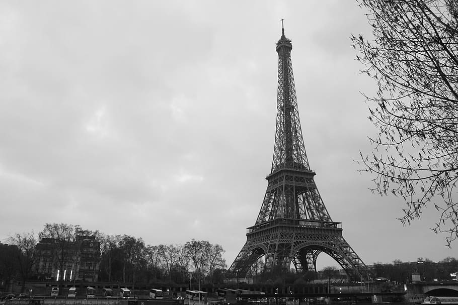 Eiffel Tower, Grey, Black, White, Vintage, Sadness, - Eiffel Tower - HD Wallpaper 