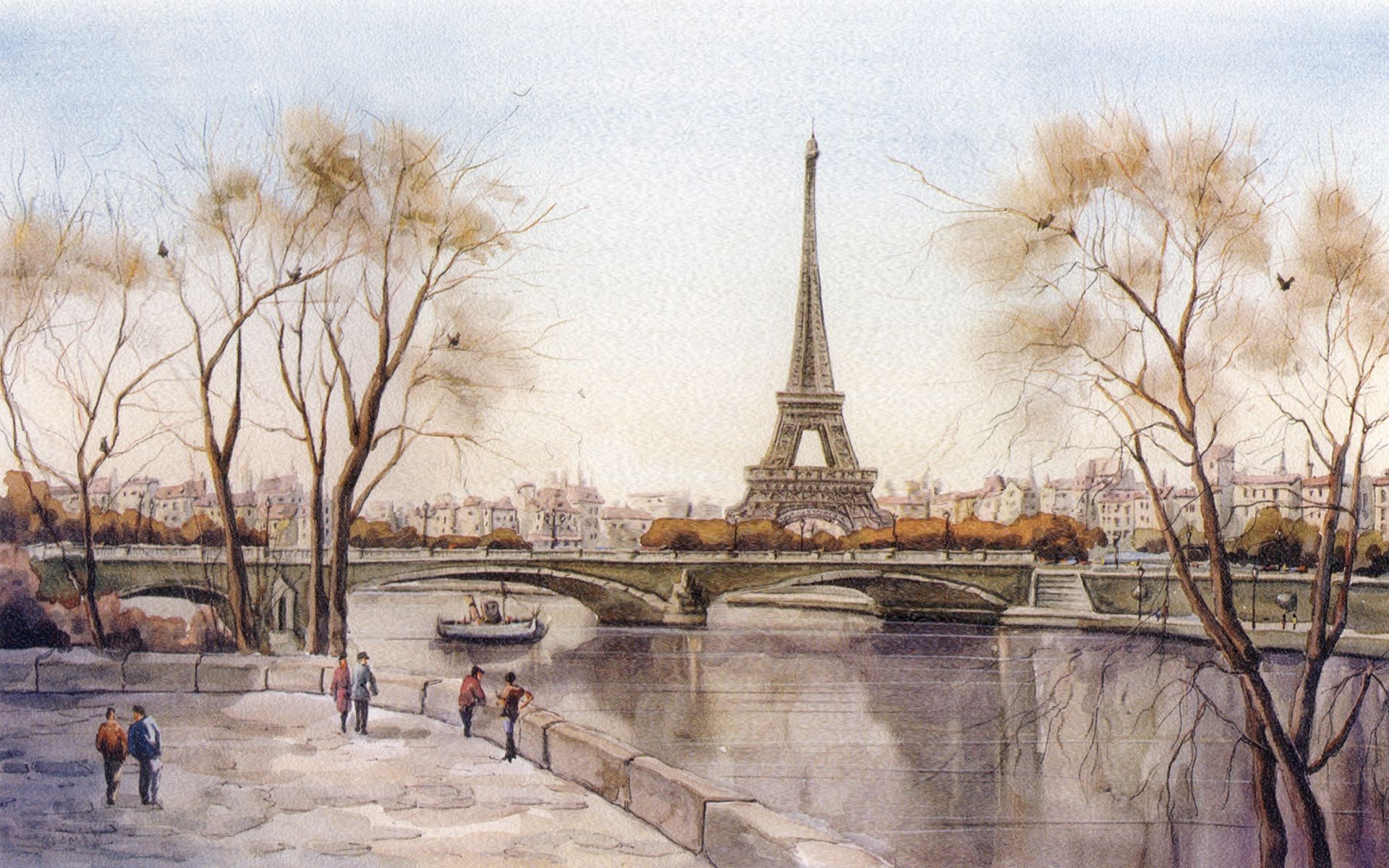 City Winter Architecture Travel Snow Tree Building - Обои Рабочий Стол Париж - HD Wallpaper 