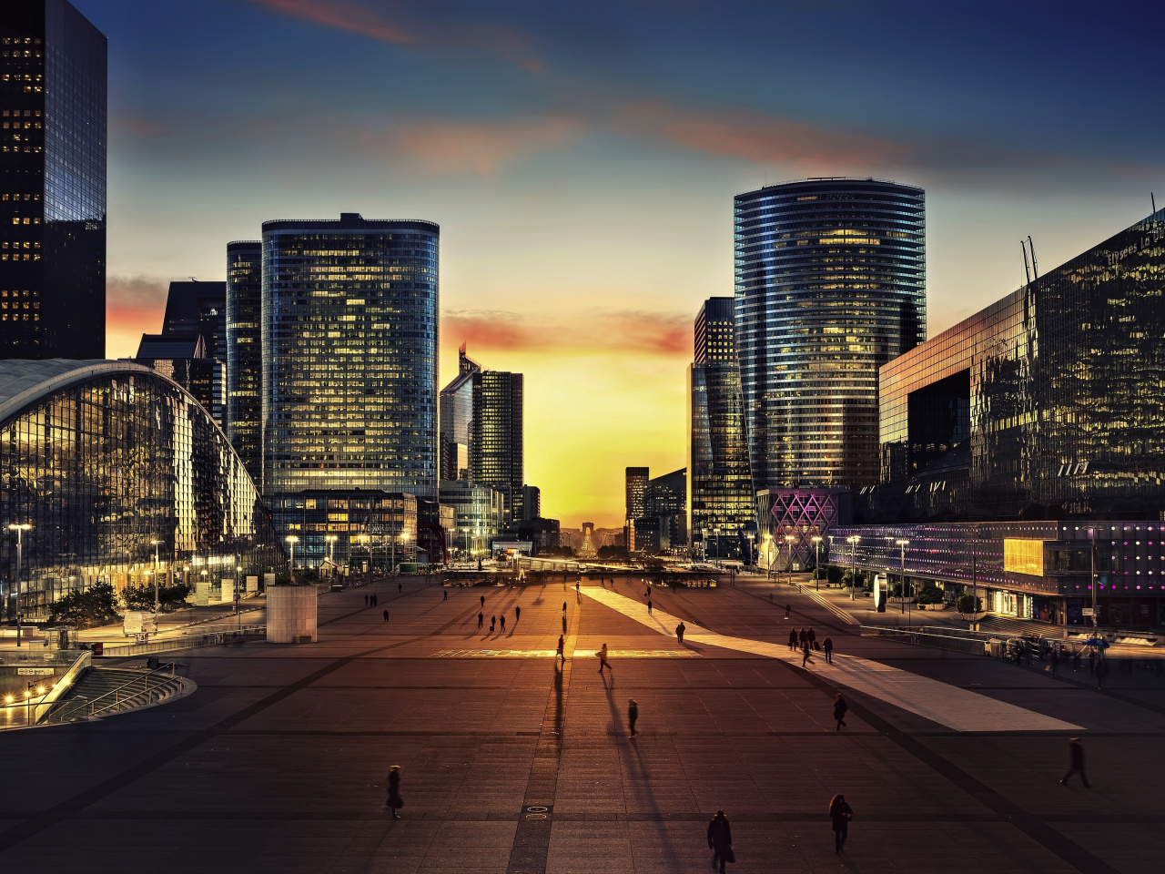 Arc De Triomphe, Paris, City, Night, Wallpaper - La Défense - HD Wallpaper 