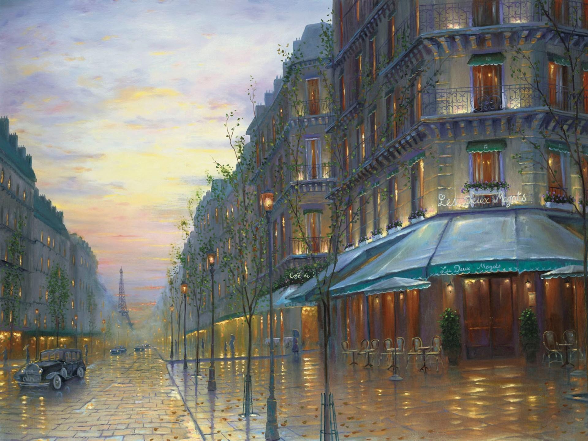 Paris Street - Impressionist Desktop Background - HD Wallpaper 