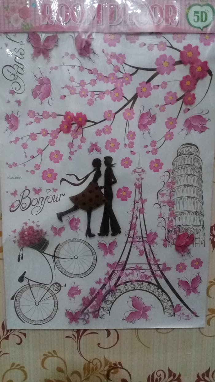 Stiker Menara Eiffel Untuk Dinding Warna Pink - HD Wallpaper 