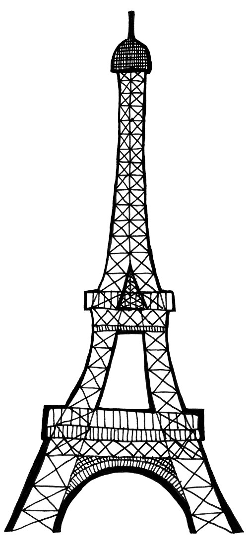Black And Pink Drawings Of The Eiffel Tower « Eclectic - Tower Black And White - HD Wallpaper 