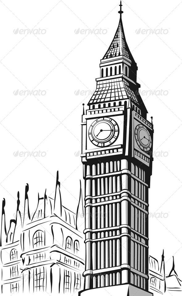 Big Ben Clipart Black And White - HD Wallpaper 