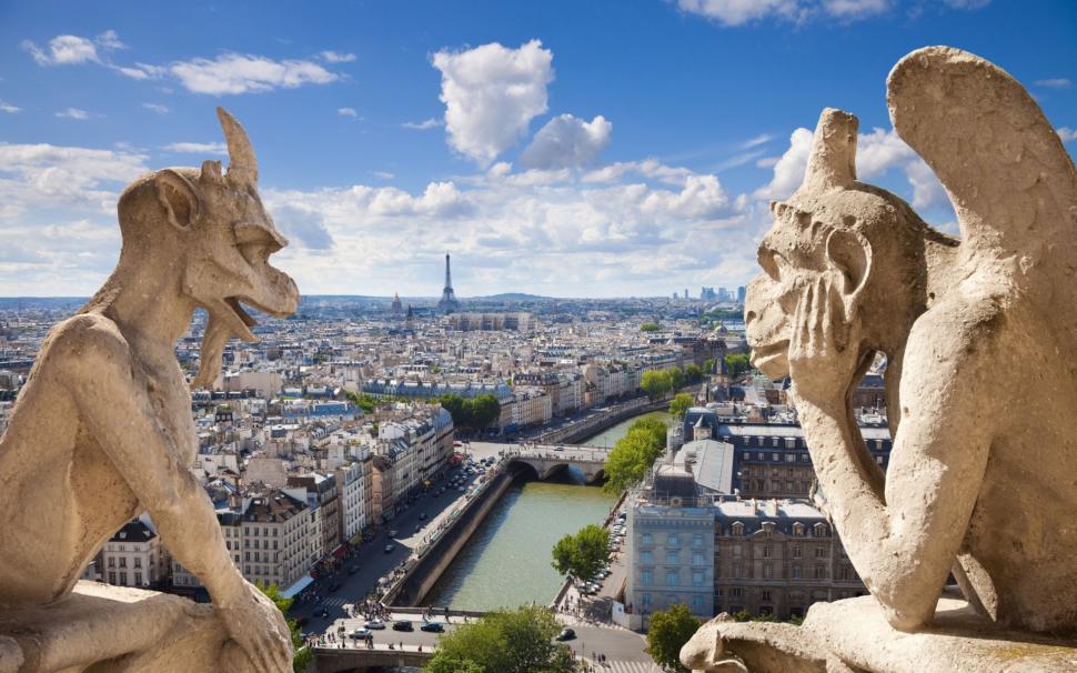 Notre Dame De Paris Gargoyles Wallpaper Wallpaper,world - Paris - HD Wallpaper 