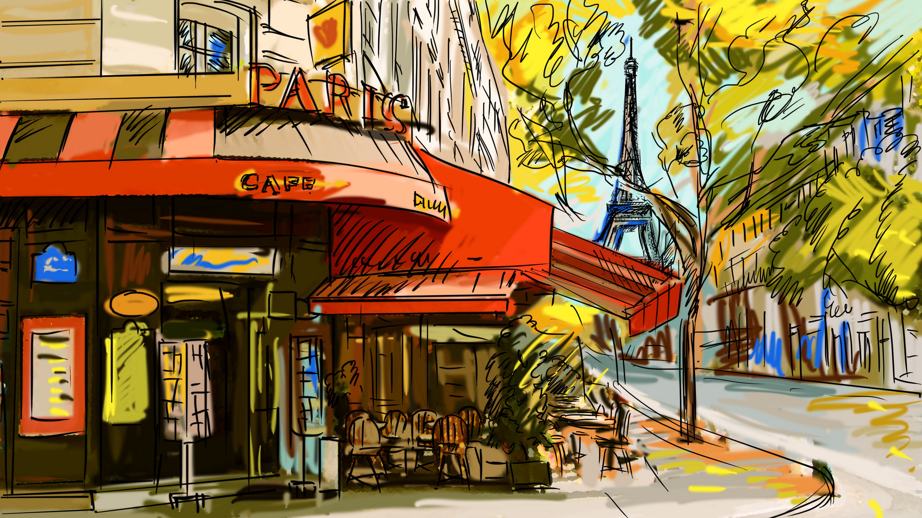 France Cafe Picture Paris 4k - Paris Cafe Hd - HD Wallpaper 