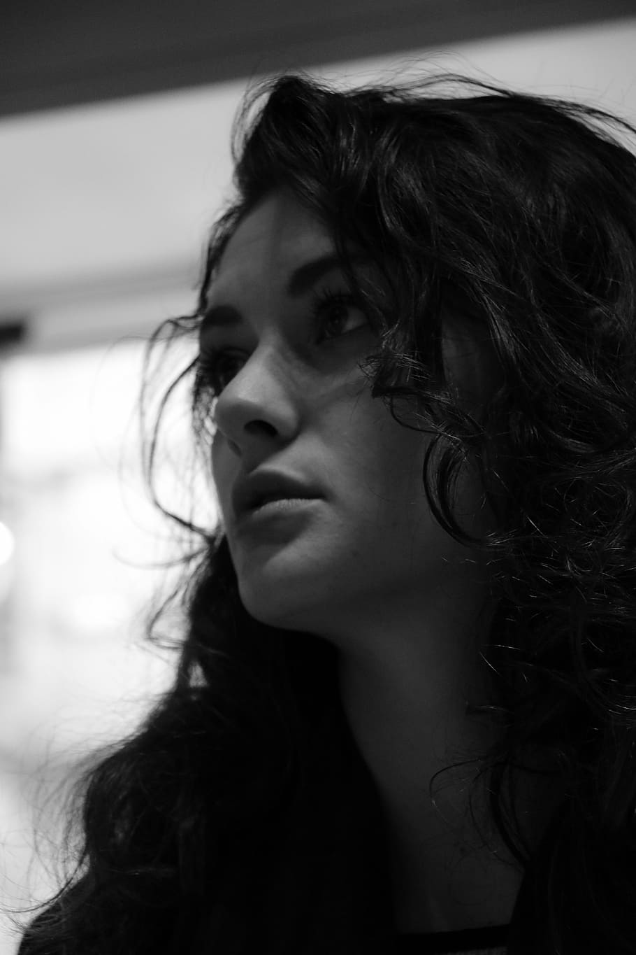 Woman Face Photograph, Young Woman, Model, Beautiful, - Jeune Fille En Blanc Et Noir - HD Wallpaper 