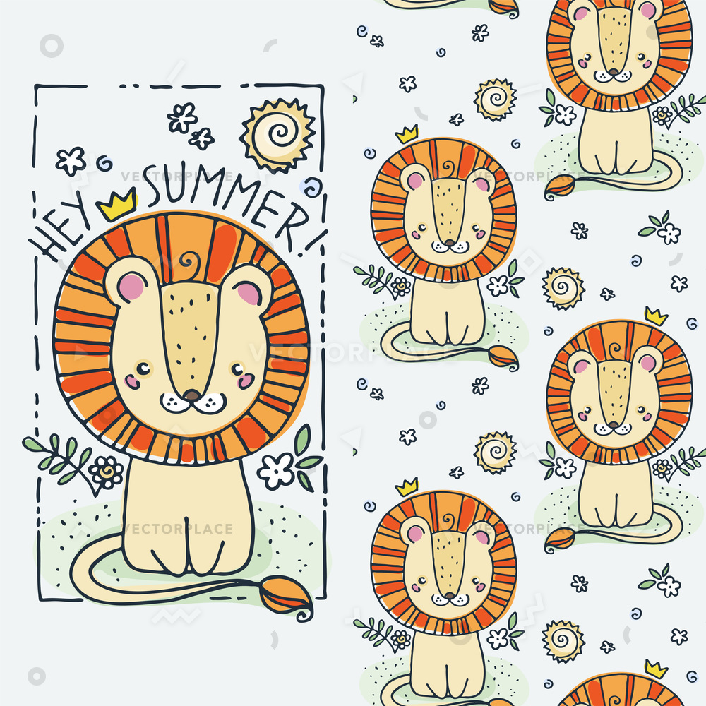 Set Of Seamless Cute Childish Pattern And Doodle Cut - Illustration - HD Wallpaper 