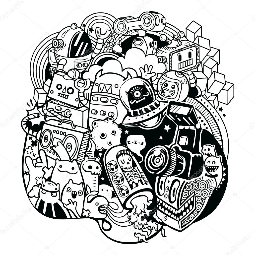 Gambar Doodle Robot - Doodle Robot - HD Wallpaper 